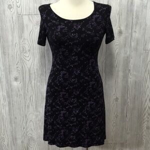Briggs New York Petite Black & Purple Floral Small Dress